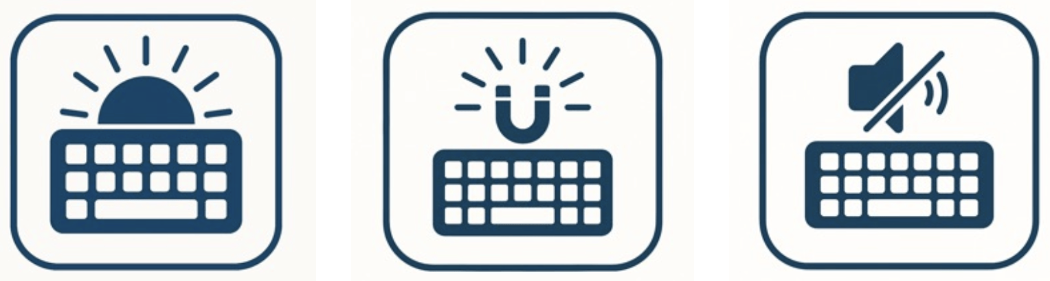 Backlight, MagFix, Silent Icons