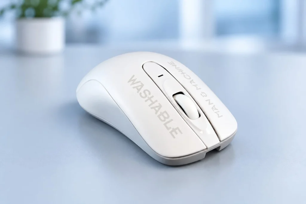 MMI Washable wireless mouse on a clean worksurface