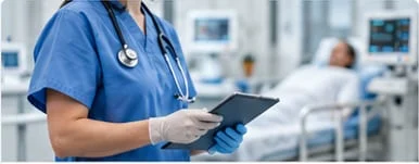 Healthcare professional in a clinical environment