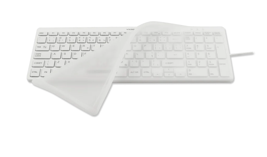 Y Cool Keyboard with flat fitted drape partially lifted